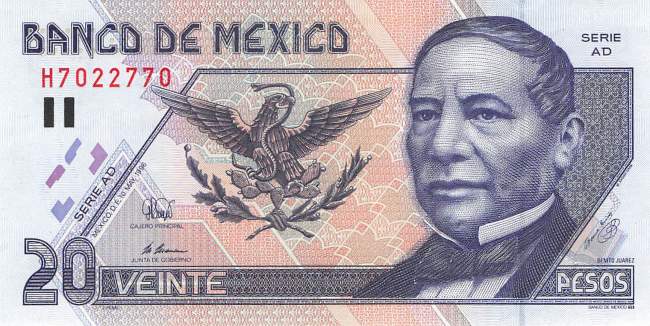 Mexiko p.106b AD 20 Pesos 1996